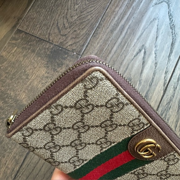 Gucci x Disney GG Supreme Ophidia Web Three Little Pigs Zip Around Wallet Beige - Picture 8 of 11